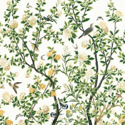 Thibaut Jardin Bloom Mural Wallpaper in White